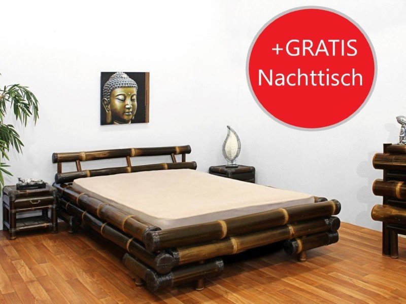 Promo Bambusbett mit Gratis Nachttisch