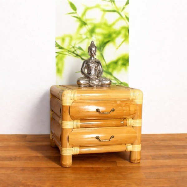 Bambus Nachtisch Hati-Dua mit 2 Schubladen